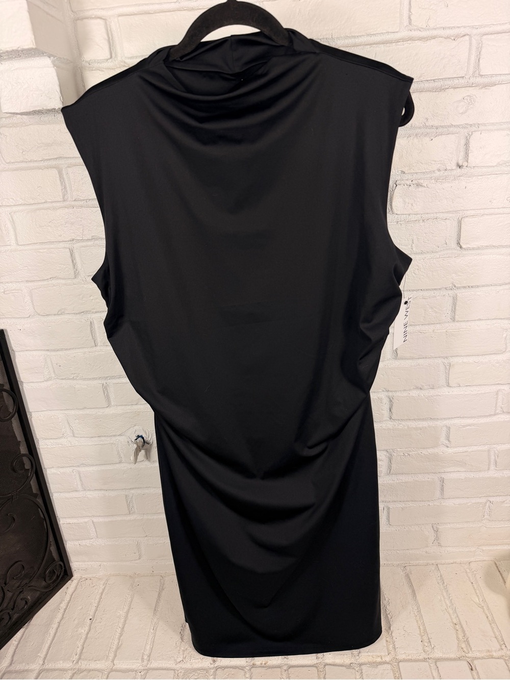 Nine‎ West Black Ruched Cocktail Dress XXL NWT Stretch Minimalist